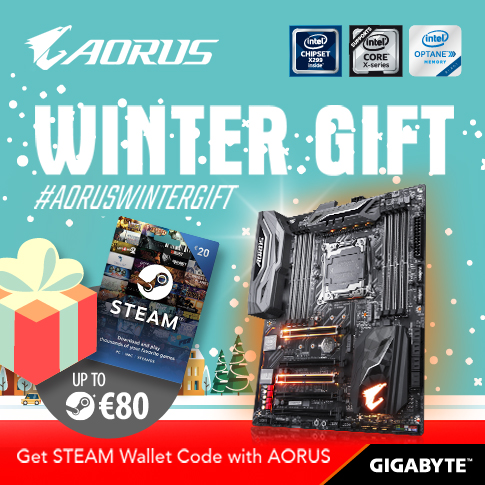 Compra lo último en placas base X299 GIGABYTE AORUS este invierno y consigue hasta 80 € en códigos STEAM!