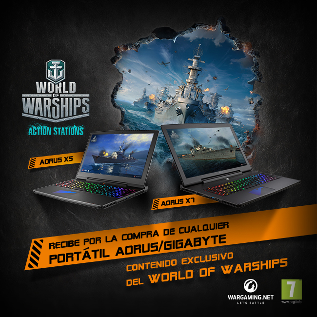 Recibe por la compra de cualquier portátil AORUS/GIGABYTE contenido exclusivo del World of Warship